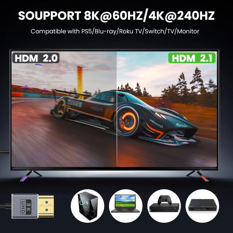 0.7m Coiled Coaxial 8K 48Gbps HDMI 2.1 Cable, Port:Straight to Straight - Cable by PMC TechLife | Online Shopping South Africa | PMC TechLife | Buy Now Pay Later Mobicred