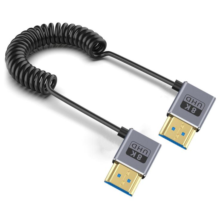 0.7m Coiled Coaxial 8K 48Gbps HDMI 2.1 Cable, Port:Right to Right Elbow - Cable by PMC TechLife | Online Shopping South Africa | PMC TechLife | Buy Now Pay Later Mobicred