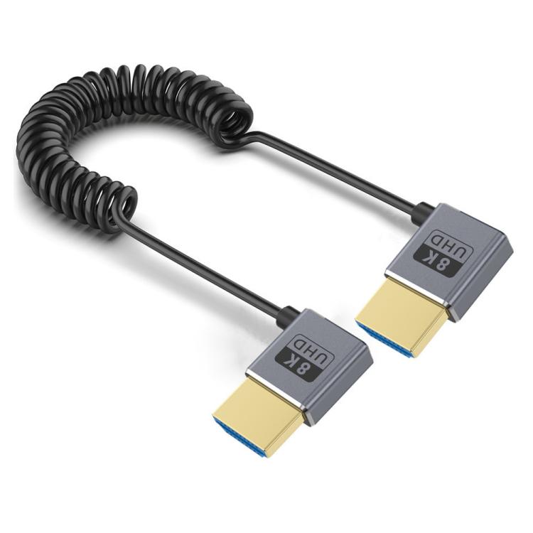 0.7m Coiled Coaxial 8K 48Gbps HDMI 2.1 Cable, Port:Left to Left Elbow - Cable by PMC TechLife | Online Shopping South Africa | PMC TechLife | Buy Now Pay Later Mobicred