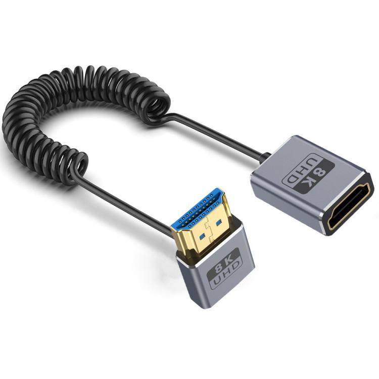 0.7m Coiled Coaxial 8K 48Gbps HDMI 2.1 Cable, Port:Male to Female Down Elbow - Cable by PMC TechLife | Online Shopping South Africa | PMC TechLife | Buy Now Pay Later Mobicred