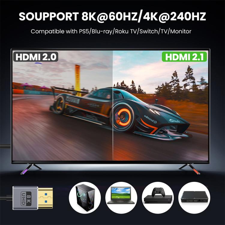 0.7m Coiled Coaxial 8K 48Gbps HDMI 2.1 Cable, Port:Male to Female Straight - Cable by PMC TechLife | Online Shopping South Africa | PMC TechLife | Buy Now Pay Later Mobicred