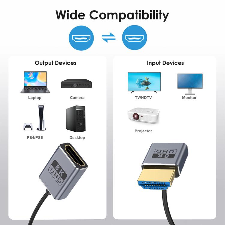 0.7m Coiled Coaxial 8K 48Gbps HDMI 2.1 Cable, Port:Male to Female Up Elbow - Cable by PMC TechLife | Online Shopping South Africa | PMC TechLife | Buy Now Pay Later Mobicred