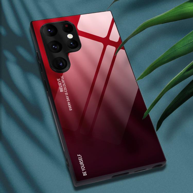 For Samsung Galaxy S25 Ultra 5G Gradient Color Glass Phone Case(Red Black) - free shipping - PMC Jewellery - Order now!