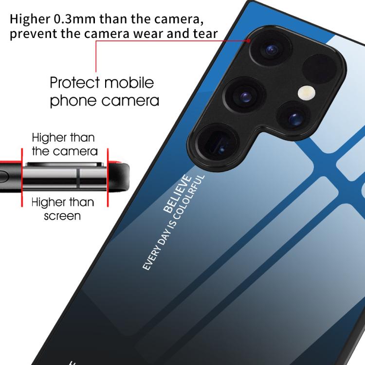 For Samsung Galaxy S25 Ultra 5G Gradient Color Glass Phone Case(Red Black) - free shipping - PMC Jewellery - Order now!