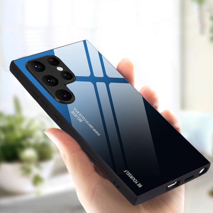 For Samsung Galaxy S25 Ultra 5G Gradient Color Glass Phone Case(Blue Black) - Galaxy S25 Ultra 5G Cases by PMC Jewellery | Online Shopping South Africa | PMC Jewellery | Buy Now Pay Later Mobicred