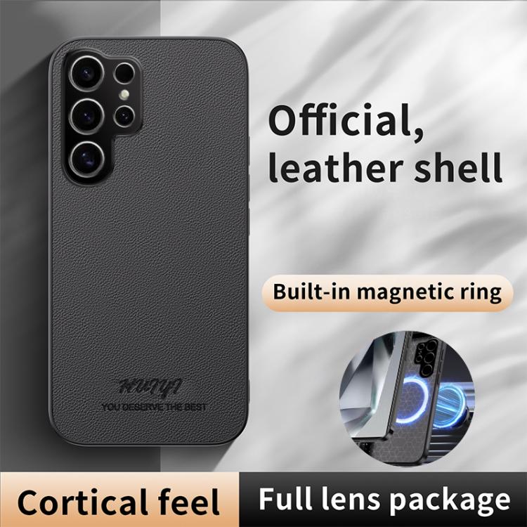 For Samsung Galaxy S25 Ultra 5G HUIYI Leather Magnetic Phone Case(Grey) - Galaxy S25 Ultra 5G Cases by PMC Jewellery | Online Shopping South Africa | PMC Jewellery | Buy Now Pay Later Mobicred