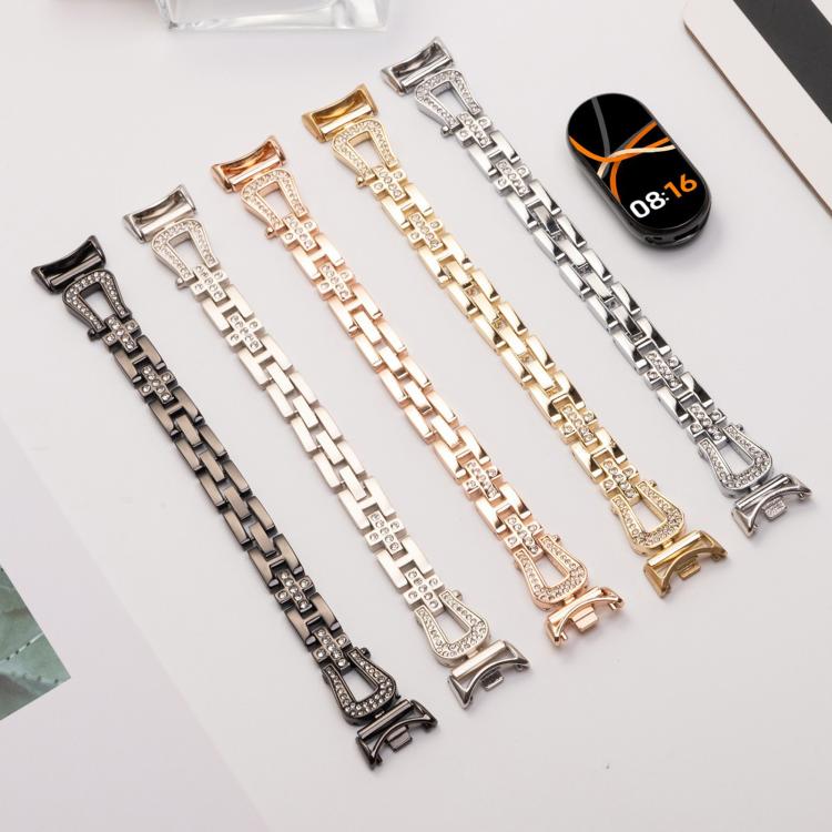 For Xiaomi Smart Band 9 / 8 U-shaped Diamond Bracelet Metal Watch Band(Gold) - free shipping - PMC TechLife - Order now!