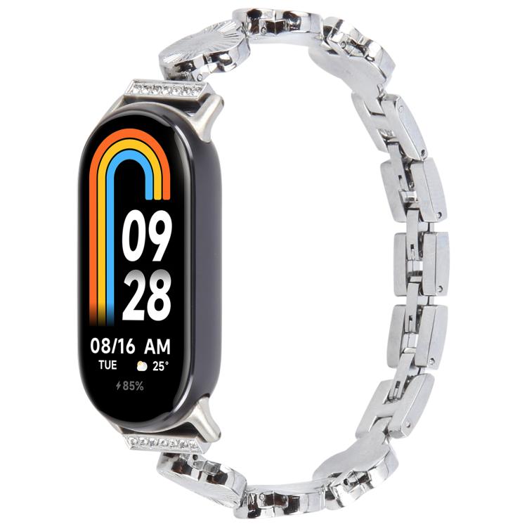 For Xiaomi Smart Band 9 / 8 Four-petaled Flower Diamond Bracelet Metal Watch Band(Silver) - free shipping - PMC TechLife - Order now!