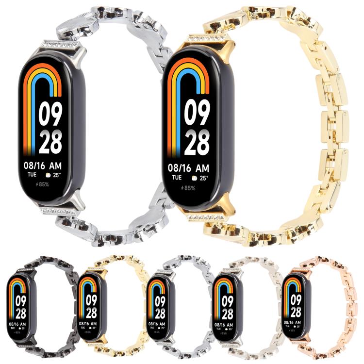 For Xiaomi Smart Band 9 / 8 Four-petaled Flower Diamond Bracelet Metal Watch Band(Silver) - free shipping - PMC TechLife - Order now!