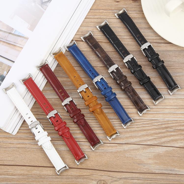 For Xiaomi Smart Band 9 / 8 Silver Metal Connector Genuine Leather Watch Band(Bamboo Joint Black) - free shipping - PMc TechLife - Order now!
