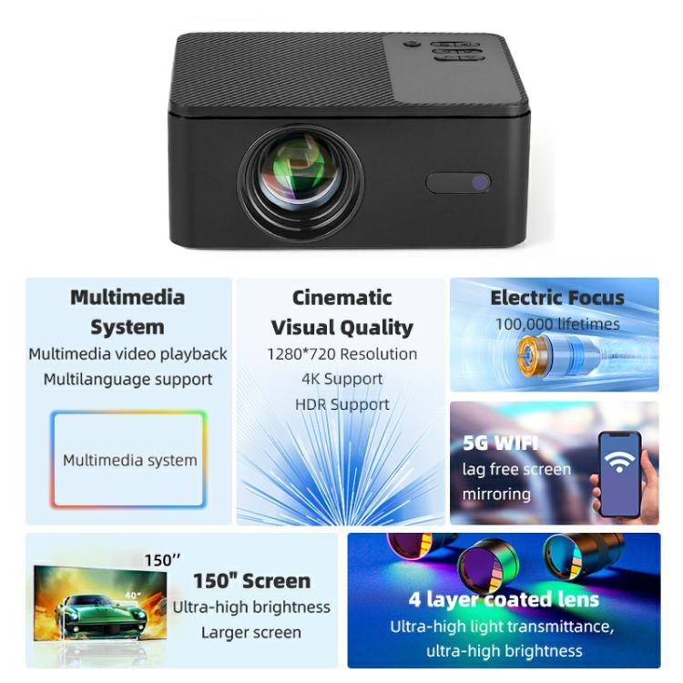 AUN A32 1280x720P 200ANSI D3100 CPU WIFI Display Smart Projector, AU Plug(Black) - LED Projector by AUN | Online Shopping South Africa | PMC TechLife | Buy Now Pay Later Mobicred
