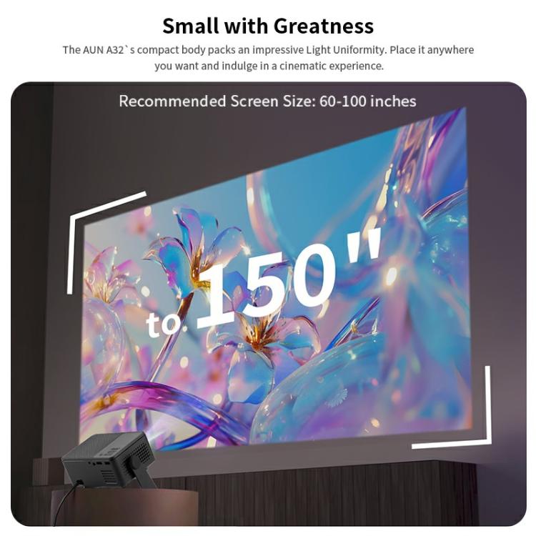 AUN A32 1280x720P 200ANSI D3100 CPU WIFI Display Smart Projector, AU Plug(Black) - LED Projector by AUN | Online Shopping South Africa | PMC TechLife | Buy Now Pay Later Mobicred