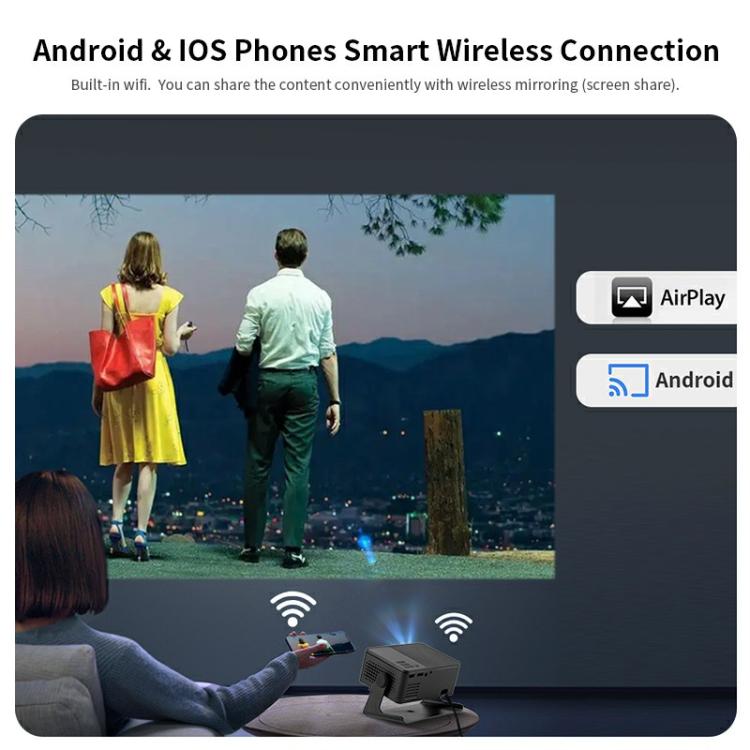 AUN A32 1280x720P 200ANSI D3100 CPU WIFI Display Smart Projector, US Plug(Black) - LED Projector by AUN | Online Shopping South Africa | PMC TechLife | Buy Now Pay Later Mobicred