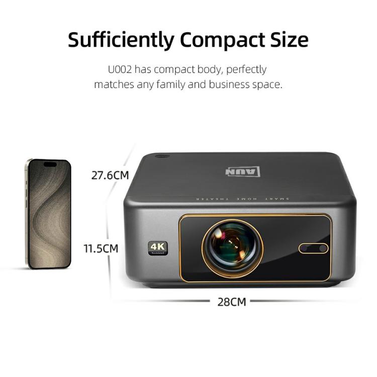 AUN U002 1920x1080P 970ANSI Android 12 Home Theater Smart Projector, US Plug(Dark Grey) - LED Projector by AUN | Online Shopping South Africa | PMc TechLife | Buy Now Pay Later Mobicred