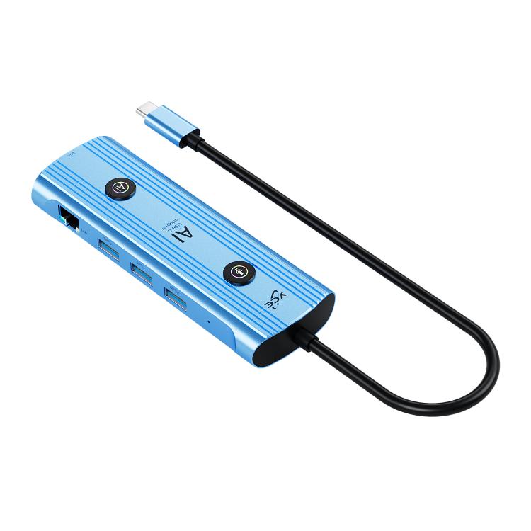 YCE V172 12 in 1 USB-C / Type-C HUB Adapter AI Docking Station(Blue) - USB HUB by PMC TechLife | Online Shopping South Africa | PMC TechLife | Buy Now Pay Later Mobicred