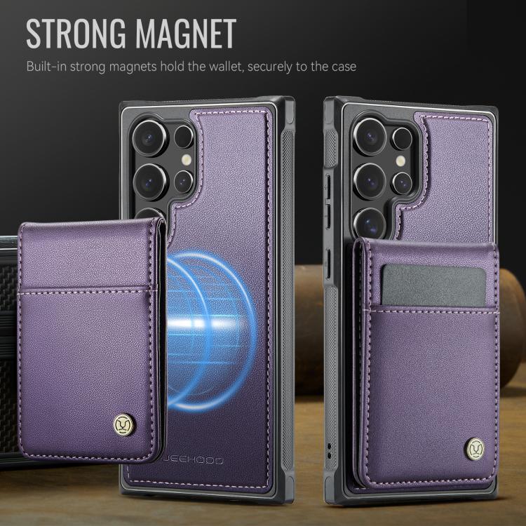 For Samsung Galaxy S25 Ultra 5G JEEHOOD J06 British Style RFID MagSafe Card Bag PU Phone Case(Purple) - Galaxy S25 Ultra 5G Cases by JEEHOOD | Online Shopping South Africa | PMC Jewellery | Buy Now Pay Later Mobicred