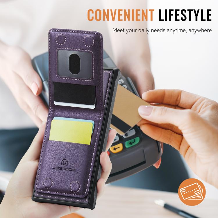 For Samsung Galaxy S25 Ultra 5G JEEHOOD J06 British Style RFID MagSafe Card Bag PU Phone Case(Purple) - Galaxy S25 Ultra 5G Cases by JEEHOOD | Online Shopping South Africa | PMC Jewellery | Buy Now Pay Later Mobicred
