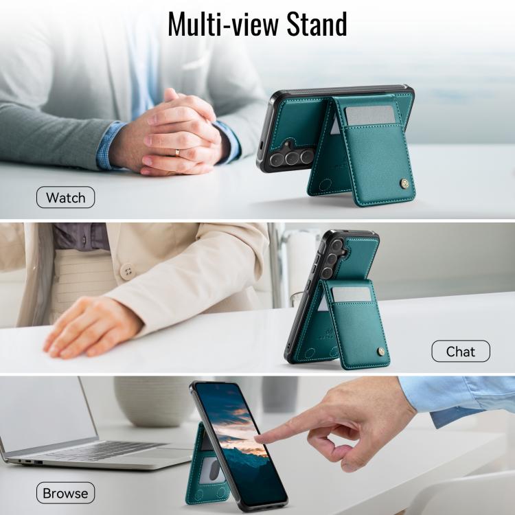 For Samsung Galaxy S25 5G JEEHOOD J06 British Style RFID MagSafe Card Bag PU Phone Case(Green) - Galaxy S25 5G Cases by JEEHOOD | Online Shopping South Africa | PMC Jewellery | Buy Now Pay Later Mobicred