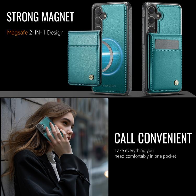 For Samsung Galaxy S25 5G JEEHOOD J06 British Style RFID MagSafe Card Bag PU Phone Case(Green) - Galaxy S25 5G Cases by JEEHOOD | Online Shopping South Africa | PMC Jewellery | Buy Now Pay Later Mobicred