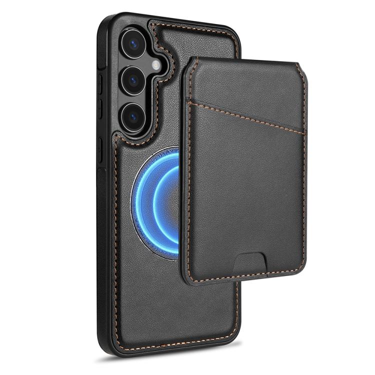 For Samsung Galaxy S25 5G Skin Feel Detachable Card Bag Magsafe Phone Case(Black) - Galaxy S25 5G Cases by PMC Jewellery | Online Shopping South Africa | PMC Jewellery | Buy Now Pay Later Mobicred