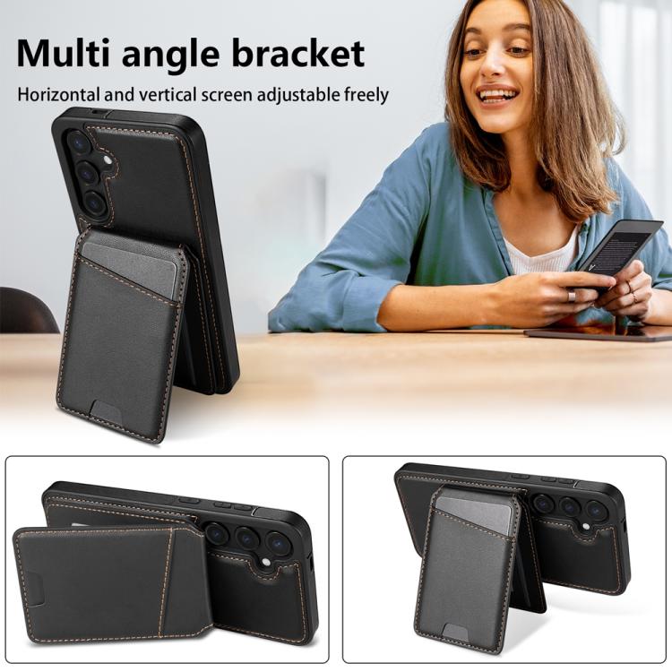 For Samsung Galaxy S25 5G Skin Feel Detachable Card Bag Magsafe Phone Case(Black) - Galaxy S25 5G Cases by PMC Jewellery | Online Shopping South Africa | PMC Jewellery | Buy Now Pay Later Mobicred
