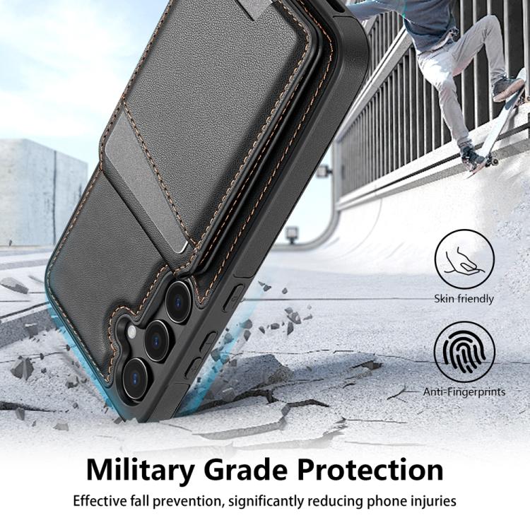 For Samsung Galaxy S25 5G Skin Feel Detachable Card Bag Magsafe Phone Case(Black) - Galaxy S25 5G Cases by PMC Jewellery | Online Shopping South Africa | PMC Jewellery | Buy Now Pay Later Mobicred