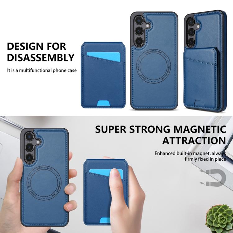 For Samsung Galaxy S25 5G Skin Feel Detachable Card Bag Magsafe Phone Case(Blue) - Galaxy S25 5G Cases by PMC Jewellery | Online Shopping South Africa | PMC Jewellery | Buy Now Pay Later Mobicred