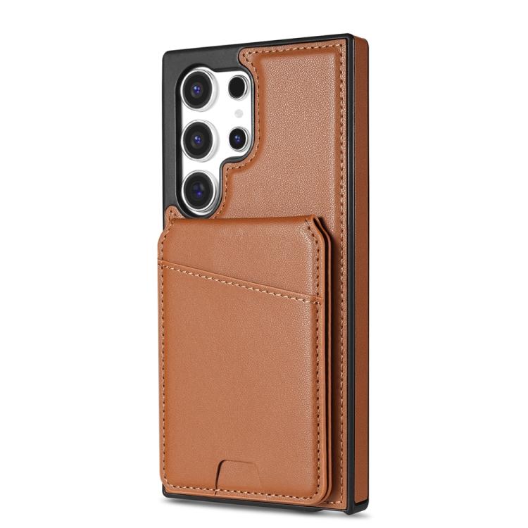 For Samsung Galaxy S25 Ultra 5G Skin Feel Detachable Card Bag Magsafe Phone Case(Brown) - Galaxy S25 Ultra 5G Cases by PMC Jewellery | Online Shopping South Africa | PMC Jewellery | Buy Now Pay Later Mobicred