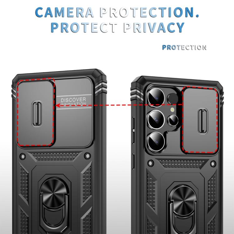 For Samsung Galaxy S25 Ultra 5G Sliding Camshield TPU Hybrid PC Phone Case with Holder(Black) - Galaxy S25 Ultra 5G Cases by PMC Jewellery | Online Shopping South Africa | PMC Jewellery | Buy Now Pay Later Mobicred