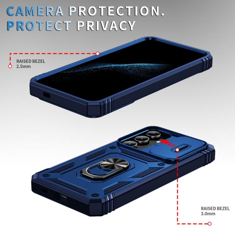 For Samsung Galaxy S25+ 5G Sliding Camshield TPU Hybrid PC Phone Case with Holder(Navy Blue) - Galaxy S25+ 5G Cases by PMC Jewellery | Online Shopping South Africa | PMC Jewellery | Buy Now Pay Later Mobicred