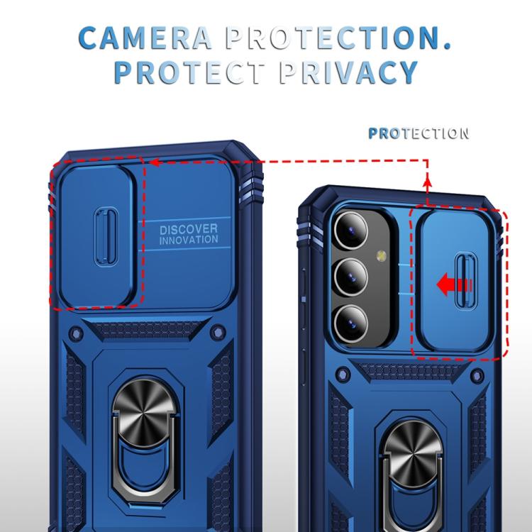 For Samsung Galaxy S25+ 5G Sliding Camshield TPU Hybrid PC Phone Case with Holder(Navy Blue) - Galaxy S25+ 5G Cases by PMC Jewellery | Online Shopping South Africa | PMC Jewellery | Buy Now Pay Later Mobicred