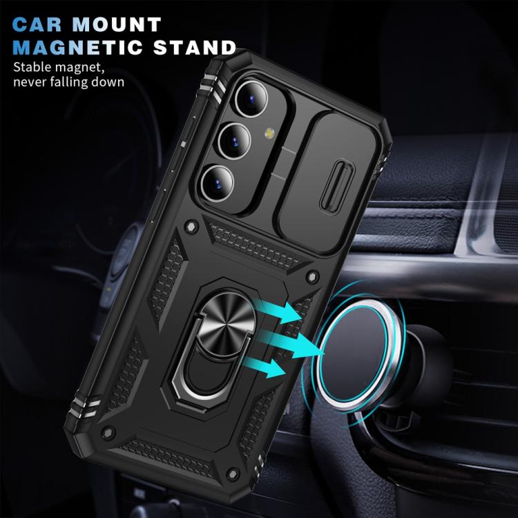 For Samsung Galaxy S25 5G Sliding Camshield TPU Hybrid PC Phone Case with Holder(Black) - free shipping - PMC Jewellery - Order now!