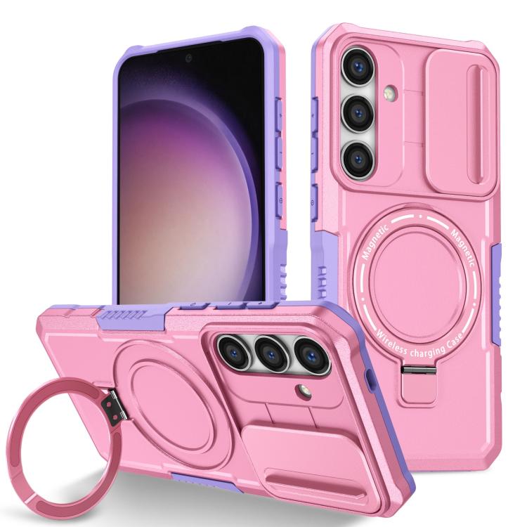 For Samsung Galaxy S25 5G Sliding Camshield MagSafe Holder TPU Hybrid PC Phone Case(Purple Pink) - Galaxy S25 5G Cases by PMC TechLife | Online Shopping South Africa | PMC TechLife | Buy Now Pay Later Mobicred