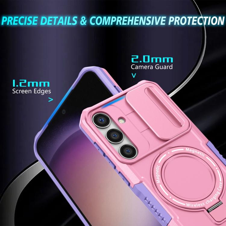 For Samsung Galaxy S25 5G Sliding Camshield MagSafe Holder TPU Hybrid PC Phone Case(Purple Pink) - Galaxy S25 5G Cases by PMC TechLife | Online Shopping South Africa | PMC TechLife | Buy Now Pay Later Mobicred