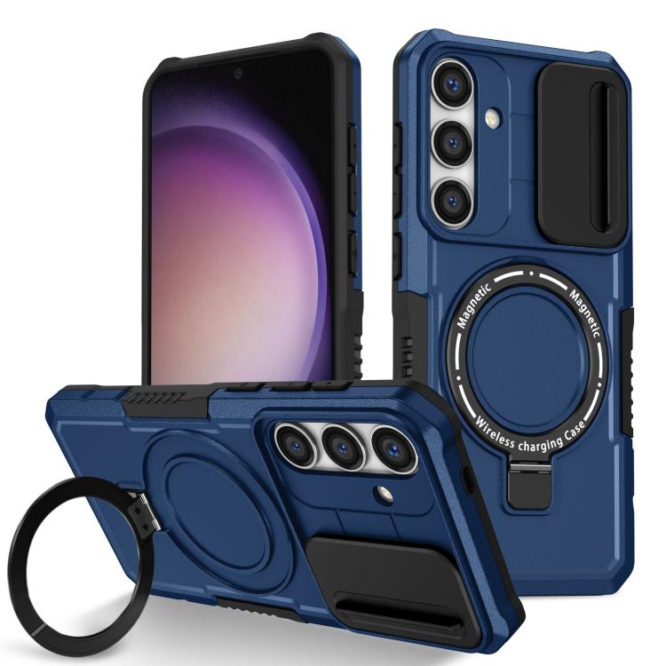 For Samsung Galaxy S25+ 5G Sliding Camshield MagSafe Holder TPU Hybrid PC Phone Case(Royal Blue) - Galaxy S25+ 5G Cases by PMC TechLife | Online Shopping South Africa | PMC TechLife | Buy Now Pay Later Mobicred