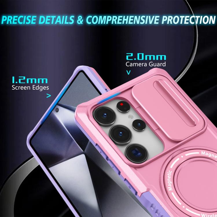 For Samsung Galaxy S25 Ultra 5G Sliding Camshield MagSafe Holder TPU Hybrid PC Phone Case(Purple Pink) - Galaxy S25 Ultra 5G Cases by PMC TechLife | Online Shopping South Africa | PMC TechLife | Buy Now Pay Later Mobicred