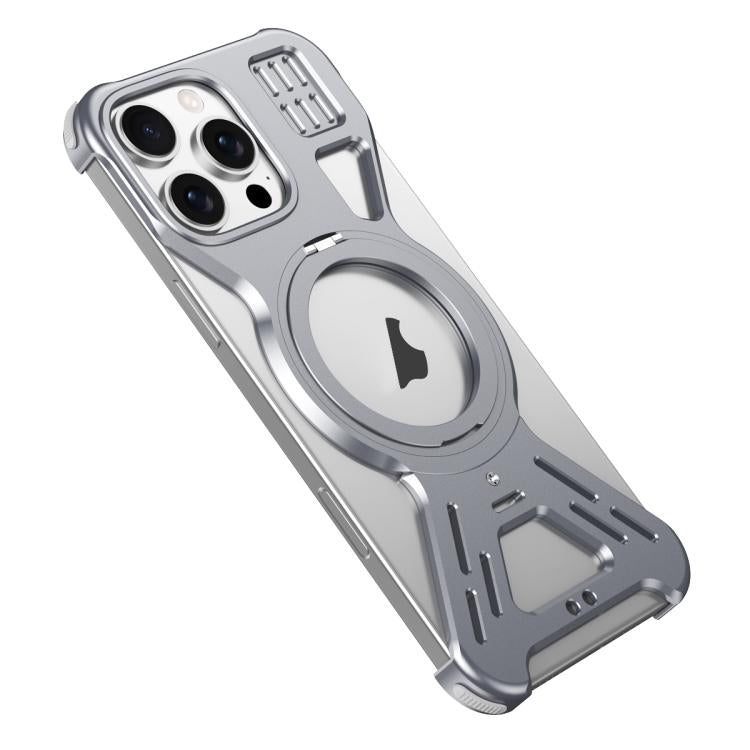 For iPhone 16 Pro Max Armor 360 Holder Frameless Alloy MagSafe Phone Case(Space Gray) - iPhone 16 Pro Max Cases by PMc TechLife | Online Shopping South Africa | PMc TechLife | Buy Now Pay Later Mobicred