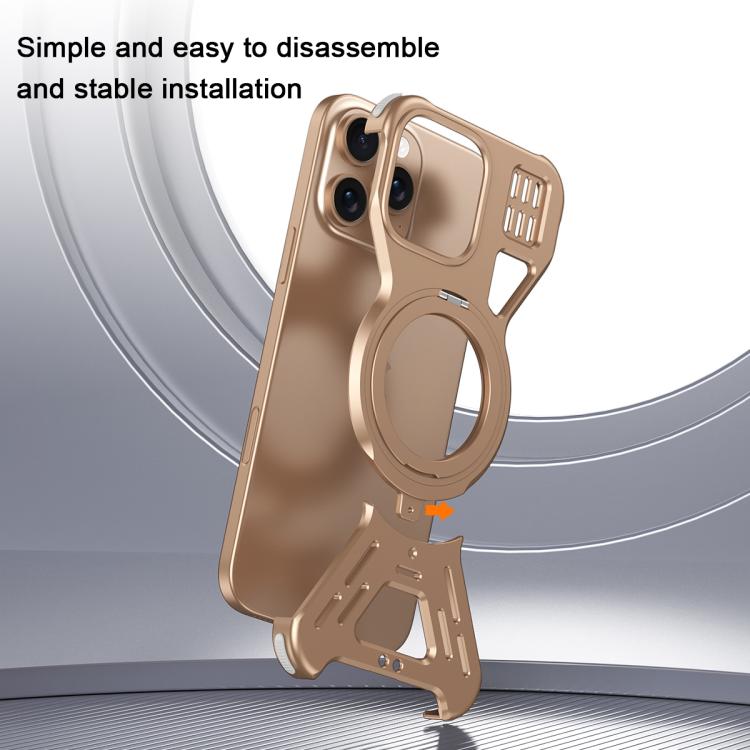 For iPhone 16 Pro Max Armor 360 Holder Frameless Alloy MagSafe Phone Case(Space Gray) - iPhone 16 Pro Max Cases by PMc TechLife | Online Shopping South Africa | PMc TechLife | Buy Now Pay Later Mobicred