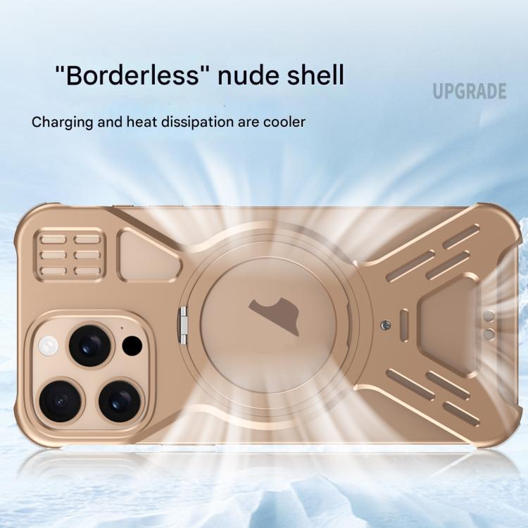 For iPhone 15 Pro Armor 360 Holder Frameless Alloy MagSafe Phone Case(Black) - iPhone 15 Pro Cases by PMc TechLife | Online Shopping South Africa | PMc TechLife | Buy Now Pay Later Mobicred