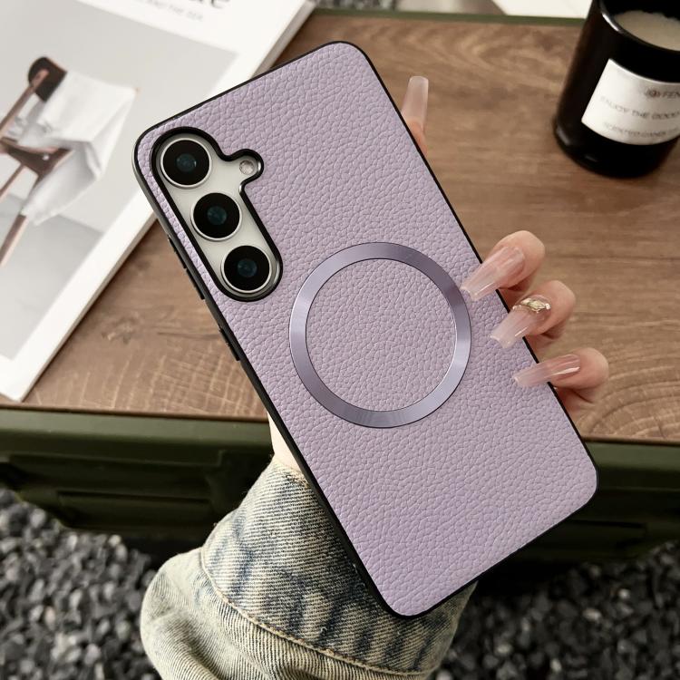 For Samsung Galaxy S25+ 5G CD Magsafe Magnetic Litchi Texture Phone Case(Purple) - Galaxy S25+ 5G Cases by PMC TechLife | Online Shopping South Africa | PMC TechLife | Buy Now Pay Later Mobicred