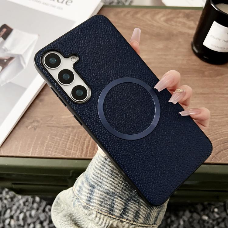 For Samsung Galaxy S25+ 5G CD Magsafe Magnetic Litchi Texture Phone Case(Blue) - Galaxy S25+ 5G Cases by PMC TechLife | Online Shopping South Africa | PMC TechLife | Buy Now Pay Later Mobicred
