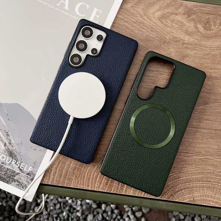 For Samsung Galaxy S25 Ultra 5G CD Magsafe Magnetic Litchi Texture Phone Case(Black) - Galaxy S25 Ultra 5G Cases by PMC TechLife | Online Shopping South Africa | PMC TechLife | Buy Now Pay Later Mobicred