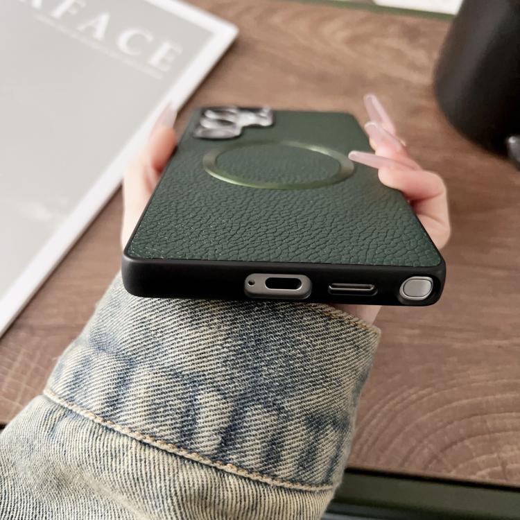 For Samsung Galaxy S25 Ultra 5G CD Magsafe Magnetic Litchi Texture Phone Case(Khaki) - Galaxy S25 Ultra 5G Cases by PMC TechLife | Online Shopping South Africa | PMC TechLife | Buy Now Pay Later Mobicred