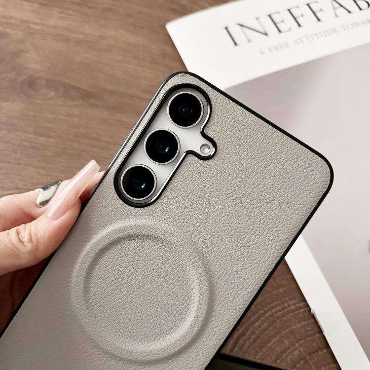 For Samsung Galaxy S25+ 5G Magsafe Magnetic Plain Leather Phone Case(Black) - Galaxy S25+ 5G Cases by PMC TechLife | Online Shopping South Africa | PMC TechLife | Buy Now Pay Later Mobicred