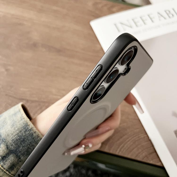 For Samsung Galaxy S25+ 5G Magsafe Magnetic Plain Leather Phone Case(Black) - Galaxy S25+ 5G Cases by PMC TechLife | Online Shopping South Africa | PMC TechLife | Buy Now Pay Later Mobicred