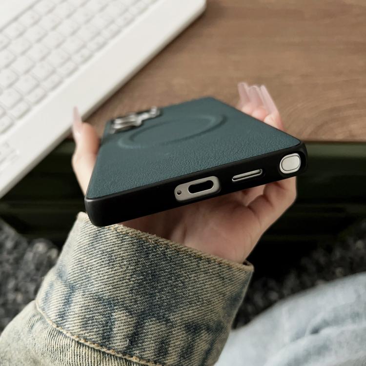 For Samsung Galaxy S25 Ultra 5G Magsafe Magnetic Plain Leather Phone Case(White) - free shipping - PMC TechLife - Order now!