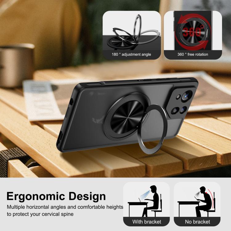 For Asus ROG Phone 8 Rotating Ring Holder TPU Hybrid PC Phone Case(Matte Black) - ASUS Cases by PMC TechLife | Online Shopping South Africa | PMC TechLife | Buy Now Pay Later Mobicred