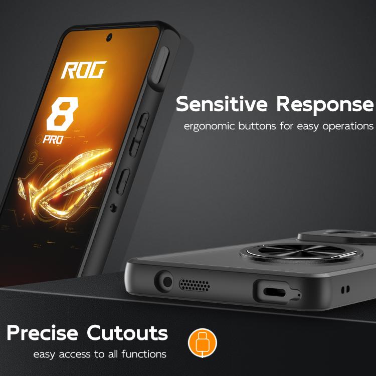For Asus ROG Phone 8 Rotating Ring Holder TPU Hybrid PC Phone Case(Matte Black) - ASUS Cases by PMC TechLife | Online Shopping South Africa | PMC TechLife | Buy Now Pay Later Mobicred