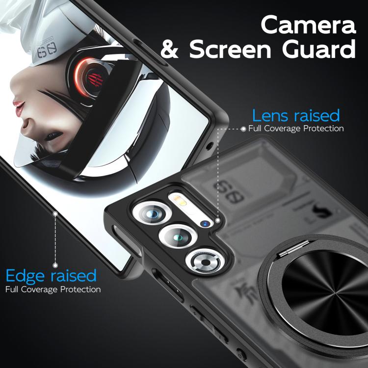 For ZTE nubia Red Magic 9 Pro+ Rotating Ring Holder TPU Hybrid PC Phone Case(Matte Black) - ZTE Cases by PMC TechLife | Online Shopping South Africa | PMC TechLife | Buy Now Pay Later Mobicred