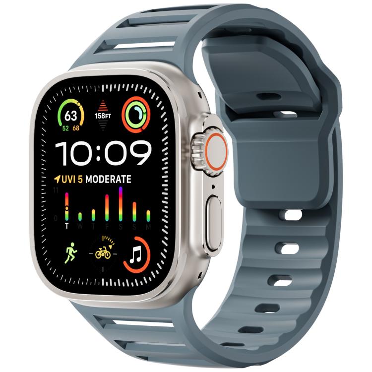 For Apple Watch 46mm / 49mm / 45mm / 44mm Single Nail Dual-Color Multi-hole Silicone Watch Band(Ocean Blue) - free shipping - PMc TechLife - Order now!